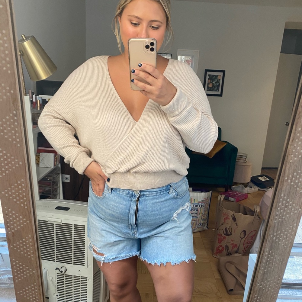 LEITH WRAP TOP SWEATER BLOUSE LARGE